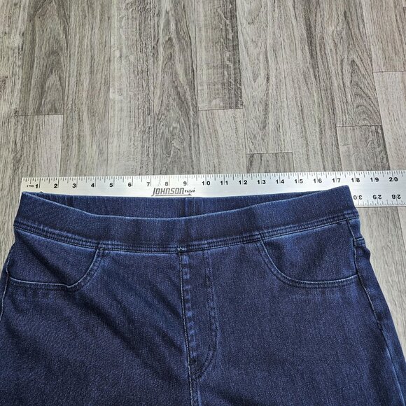 Time And Tru Pants Womens XL Blue Pull On Jeggings Cropped Denim Stretch Capri - Picture 7 of 11